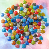 small 12mm glitter glittery heart hearts flat back fb fbs flatback embellishment uk cute kawaii craft supplies silver turquoise red pink black orange green blue gold