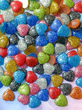 small 12mm glitter glittery heart hearts flat back fb fbs flatback embellishment uk cute kawaii craft supplies silver turquoise red pink black orange green blue gold
