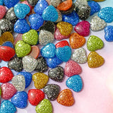 small 12mm glitter glittery heart hearts flat back fb fbs flatback embellishment uk cute kawaii craft supplies silver turquoise red pink black orange green blue gold