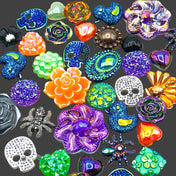 halloween fbs flatback embellishment embellishments orange green purple and black resin acrylic flat backs uk cute kawaii craft supplies spider duck skull skulls spiders flower glitter
