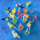 cute kawaii fruit drink drinks cup straw acrylic plastic charm charms fruit fruits kiwi orange raspberry banana lemon panda straws uk craft supplies