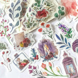 autumn and winter translucent washi paper sticker stickers flake flakes pack of 40 foliage leaves leaf flower flowers berry berries lantern light holly planner supplies shop uk cute kawaii pretty