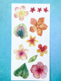 warm floral flower flowers sticker stickers sheet translucent washi paper uk cute kawaii stationery planner addict orange pink green leaf leaves palm tropical peach