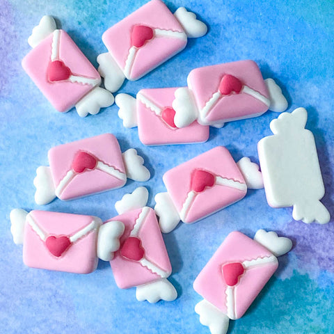 flying letter envelope resin flat back flatback fb fbs flat back embellishment uk cute kawaii craft supplies pink white heart love letters cloud clouds