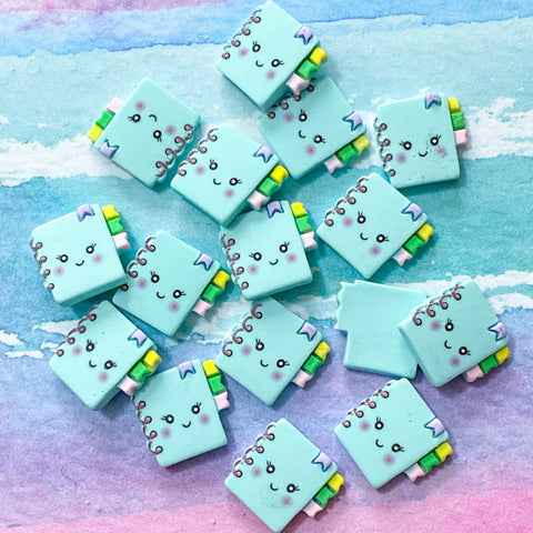 blue planner notebook book resin flatback fb fbs flat back cute kawaii craft supplies acrylic embellishment happy face smiling spiral bound