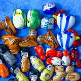 ceramic clay handmade painted glass bead beads owl matryoshka russian doll geisha tiger chicken dog puppy penguin bird skull uk cute kawaii craft supplies