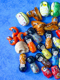 ceramic clay handmade painted glass bead beads owl matryoshka russian doll geisha tiger chicken dog puppy penguin bird skull uk cute kawaii craft supplies