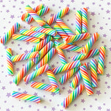 polymer clay candy cane stick twirl twist stripe stripes colours festive bright colourful long cylinder uk cute kawaii craft supplies