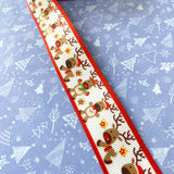 Last 2 yards- just 30p! CUTE RUDOLPH 25mm Grosgrain Ribbon