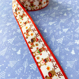 reindeer rudolph grosgrain ribbon 25mm wide white red xmas fesitve ribbons uk cute kawaii craft supplies yard