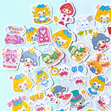 kawaii alice in wonderland through the looking glass sticker stickers flake flakes pack 40 cute kawaii stationery uk bunny rabbit white humpty dumpty mad hatter red queen hearts dormouse dodo nursery rhyme fairytale