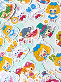 kawaii alice in wonderland through the looking glass sticker stickers flake flakes pack 40 cute kawaii stationery uk bunny rabbit white humpty dumpty mad hatter red queen hearts dormouse dodo nursery rhyme fairytale