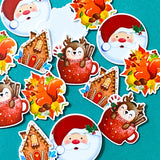 resin acrylic festive autumn winter christmas fb flat back flatback flatbacks planar planars uk cute kawaii craft supplies santa face squirrel gingerbread house cottage mug reindeer cocoa rudolph