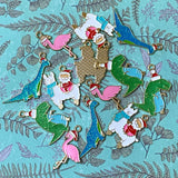 christmas festive glitter gold tone metal enamel charm charms pendant flamingo llama alpaca dino dinosaur dinosaurs green blue pink uk craft supplies cute kawaii