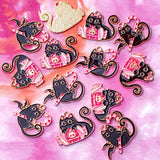 skull cat black cats halloween spooky bat bats enamel charm charms pendant large big uk cute kawaii craft supplies gold tone metal pink candy sweets cane wings