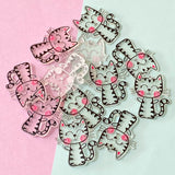 big large clear transparent kawaii cute cat kitty acrylic pendant big charm charms uk craft supplies jewellery making pink black white happy smiling plastic