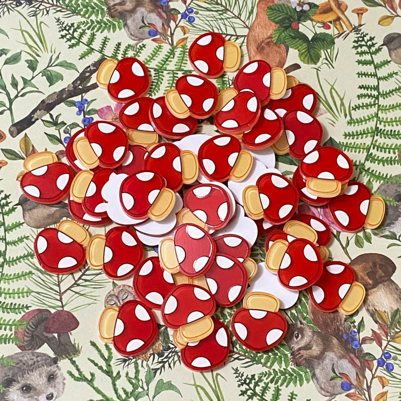 red autumn toadstool acrylic mushroom mushrooms small flat back flatback fb fbs embellishment kawaii cute uk craft supplies spotted spots rounded pretty