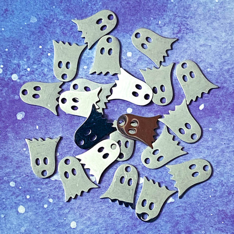 ghost stainless steel silver silvery charm charms pendant pendants metal white uk cute kawaii craft supplies jewellery making shop 12mm halloween ghosts