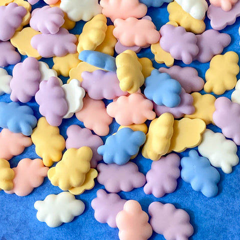fluffy cloud clouds resin flatback flat back backs fb fbs uk cute kawaii craft supplies embellishment pink blue white lilac yellow