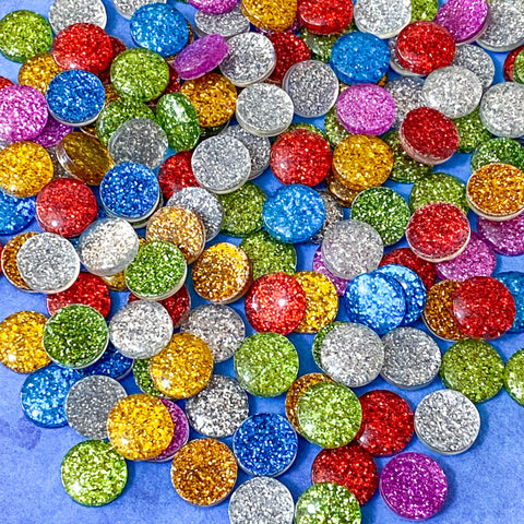 glitter glittery resin flatback fb fbs flatbacks embellishment cute kawaii bargain uk craft supplies circle round blue red gold yellow silver white green turquoise pink cerise orange