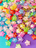 glitter glittery star stars resin flatback fb fbs flat back backs embellishment sparkly small colourful decoden uk cute kawaii craft supplies shop lilac blue green red pink yellow