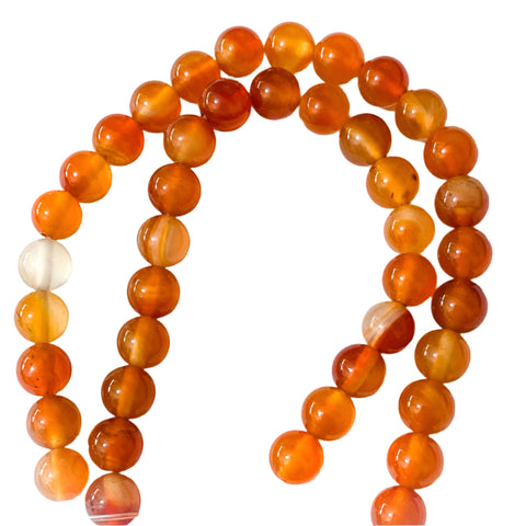 natural gemstone gem carnelian bead beads grade A uk cute kawaii craft supplies jewellery making store shop orange yellow amber colour 8mm diameter stones