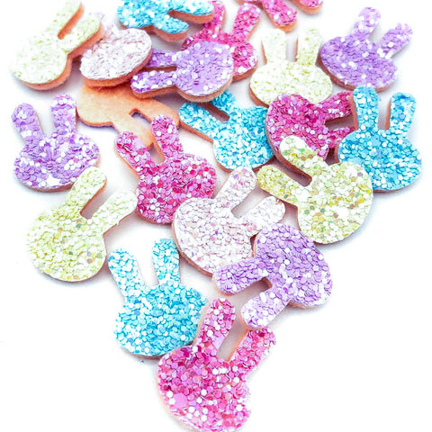 Clearance-Just 5p Glittery Pastel Bunny Felt Applique 22mm