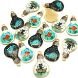 Enamel Gold Tone Lightbulb Metal Charm