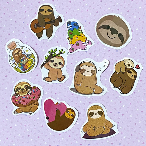 cute kawaii sloth sloths sticker stickers die cuts glossy pack uk stationery planner addict shop supplies colourful fun kids