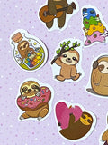 cute kawaii sloth sloths sticker stickers die cuts glossy pack uk stationery planner addict shop supplies colourful fun kids