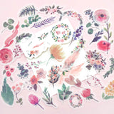 summer garden washi sticker stickers flake flakes pack of 40 uk cute kawaii flower flowers floral pretty leaves leaf garden plants stationery shop store addict planner supplies