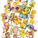 Springtime RETRO DUCKS Pack of 40/20 Clear Plastic PET Stickers