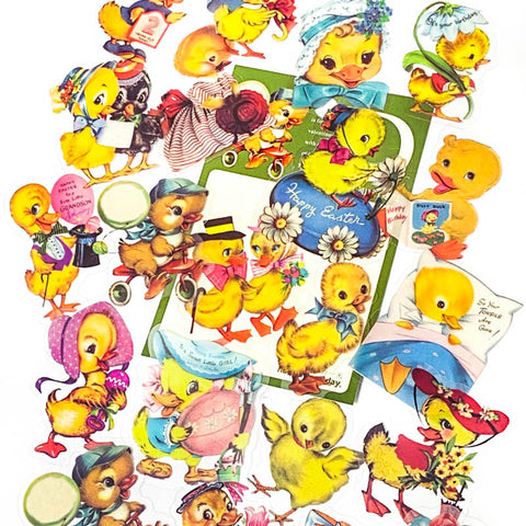 Springtime RETRO DUCKS Pack of 40/20 Clear Plastic PET Stickers