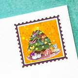large big stamp stamps sticker stickers foil foiled christmas festive packaging square 40mm snowman snowmen tree trees penguin holo holographic foil uk stationery supplies shop