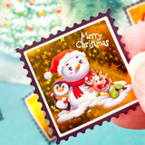 large big stamp stamps sticker stickers foil foiled christmas festive packaging square 40mm snowman snowmen tree trees penguin holo holographic foil uk stationery supplies shop