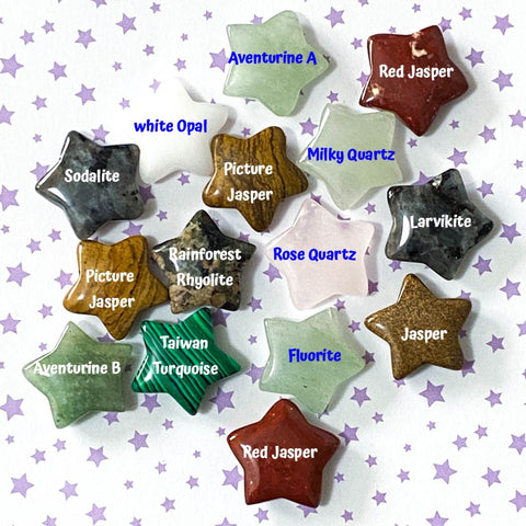 worry stone stones palm stone gem gems gemstone star stars small cute kawaii gift gifts uk mental health stocking filler fillers present jasper rose quartz sodalite aventurine fluorite anxiety stress relief