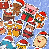 festive christmas animal animals large sticker stickers laptop decal decals die cut matte big cat dog chick penguin frog hamster pig hedgehog corgi sheep rat mouse elephant whale dinosaur deer puppy fox uk cute kawaii stationery gift gifts stocking fillers