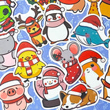 festive christmas animal animals large sticker stickers laptop decal decals die cut matte big cat dog chick penguin frog hamster pig hedgehog corgi sheep rat mouse elephant whale dinosaur deer puppy fox uk cute kawaii stationery gift gifts stocking fillers