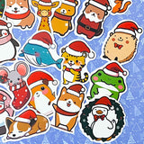 festive christmas animal animals large sticker stickers laptop decal decals die cut matte big cat dog chick penguin frog hamster pig hedgehog corgi sheep rat mouse elephant whale dinosaur deer puppy fox uk cute kawaii stationery gift gifts stocking fillers