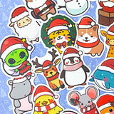 festive christmas animal animals large sticker stickers laptop decal decals die cut matte big cat dog chick penguin frog hamster pig hedgehog corgi sheep rat mouse elephant whale dinosaur deer puppy fox uk cute kawaii stationery gift gifts stocking fillers