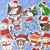 festive christmas animal animals large sticker stickers laptop decal decals die cut matte big cat dog chick penguin frog hamster pig hedgehog corgi sheep rat mouse elephant whale dinosaur deer puppy fox uk cute kawaii stationery gift gifts stocking fillers