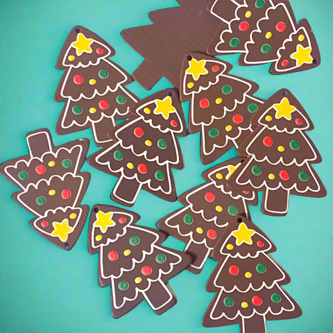 large gingerbread tree trees christmas festive big pendant acrylic charm charms uk cute kawaii craft supplies brown cookie resin