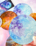 planet planets colourful big sticker stickers clear plastic stationery space galaxy large pvc orange blue pink purple ombre pastel grey lilac saturn magic magical uk cute kawaii stationery gift gifts shop