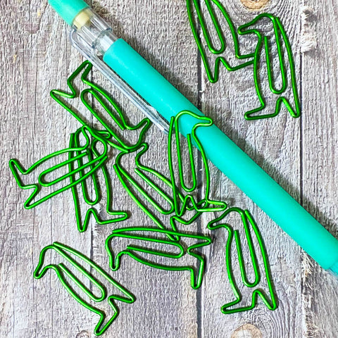 penguin bright deep green christmas stocking filler paper clip jumbo big large penguins clips uk stationery shop stocking filler fillers gift gifts metal shaped