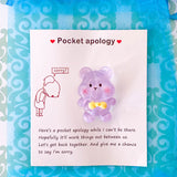 pocket apology sorry saying you are working things out pal friend friendship gift gifts uk lilac purple bear glitter resin pink pig pigs bears stocking filler fillers thoughtful