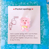 pocket apology sorry saying you are working things out pal friend friendship gift gifts uk lilac purple bear glitter resin pink pig pigs bears stocking filler fillers thoughtful