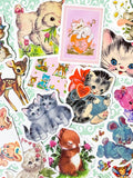 cute kawaii kitsch retro animal animals laptop glossy sticker stickers set bundle cat cats lamb lambs dog dogs deer bunny rabbit rabbits pretty girl girls uk stationery planner supplies addict bear bears pastel colours big large decorative