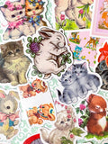 cute kawaii kitsch retro animal animals laptop glossy sticker stickers set bundle cat cats lamb lambs dog dogs deer bunny rabbit rabbits pretty girl girls uk stationery planner supplies addict bear bears pastel colours big large decorative