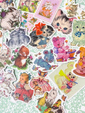 cute kawaii kitsch retro animal animals laptop glossy sticker stickers set bundle cat cats lamb lambs dog dogs deer bunny rabbit rabbits pretty girl girls uk stationery planner supplies addict bear bears pastel colours big large decorative