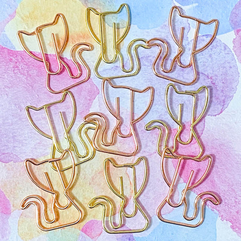 jumbo big large cat cats paper clip clips planner accessories uk cute kawaii gold tone rose metal metallic stationery gifts gift stocking fillers present